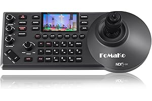 FoMaKo NDI PTZ Camera Controller PoE 3" LCD Screen Preview, 4D Joystick PTZ Camera Control for Church Live Service Education 