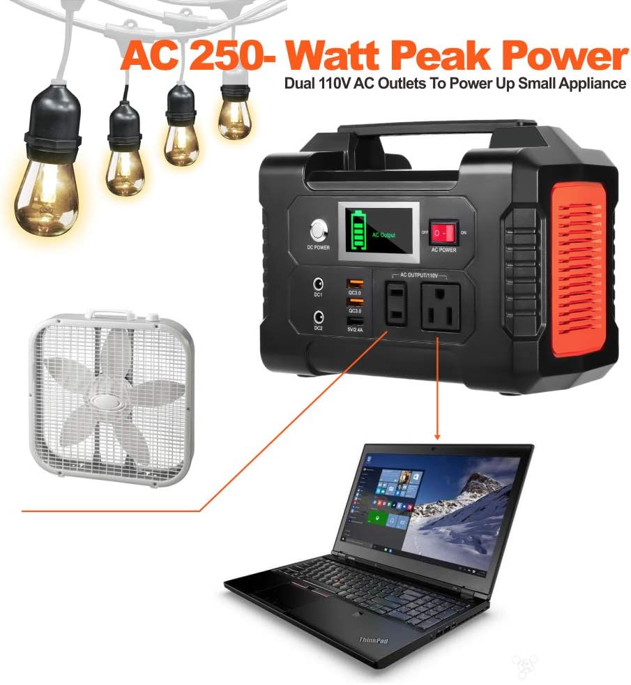 200W Portable Power Station, FlashFish 40800mAh Solar Generator with 110V AC Outlet/2 DC Ports/3 USB Ports, Backup Battery Pack Power Supply for CPAP Outdoor Advanture Load Trip Camping Emergency. : Garden & Outdoor