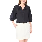 Vince Camuto Women's Cotton Poplin Long Raglan Sleeve Button Down Blouse