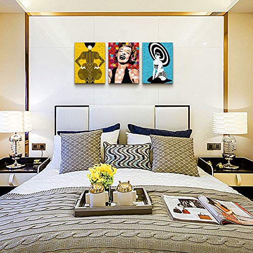 Red yellow blue Abstract character Canvas Wall Art Paintings for Living Room Wall Artworks inspiration Pictures Woman Bedroom Decoration, 16x24 inch/piece, 3 Panels Home bathroom Wall decor posters - Thumbnail 6