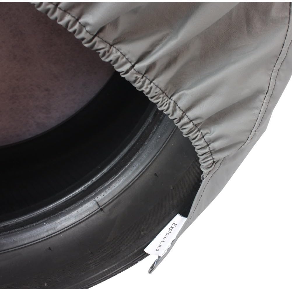Explore Land Tire Covers 4 Pack - Tough Tire Wheel Protector For Truck, SUV, Trailer, Camper, RV - Universal Fits Tire Diameters 26-28.75 inches, Charcoal: Automotive