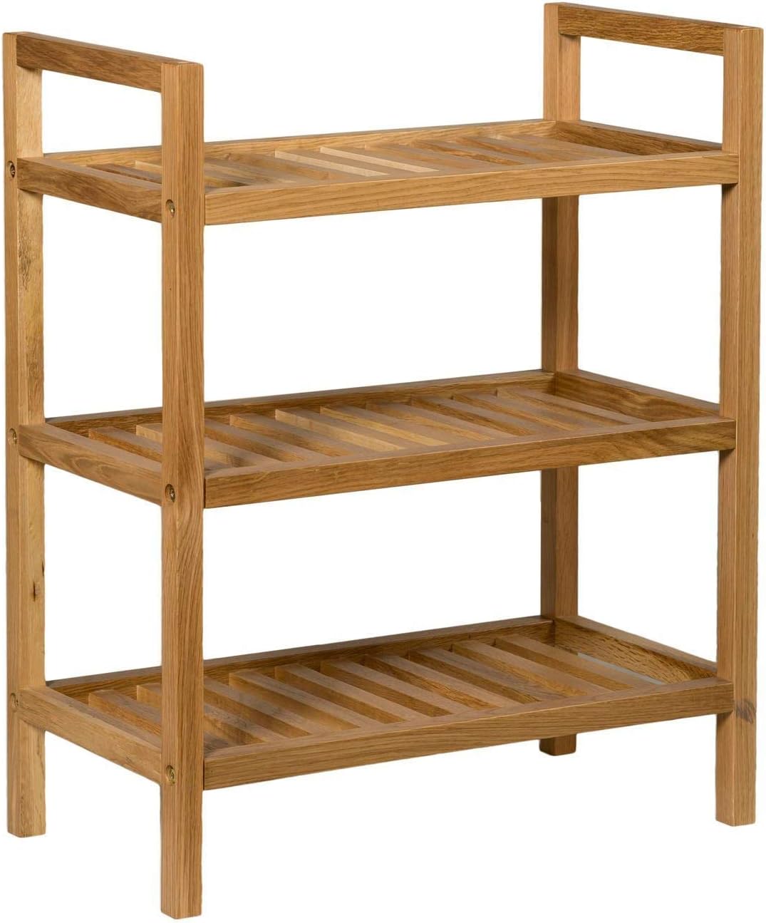 stackable rack on Hallowood Waverly Stackable Rack In Light Oak Finish Fits 4 Pairs Of Shoes Narrow Solid Wooden Organiser Stand 2 Tiers 500mm