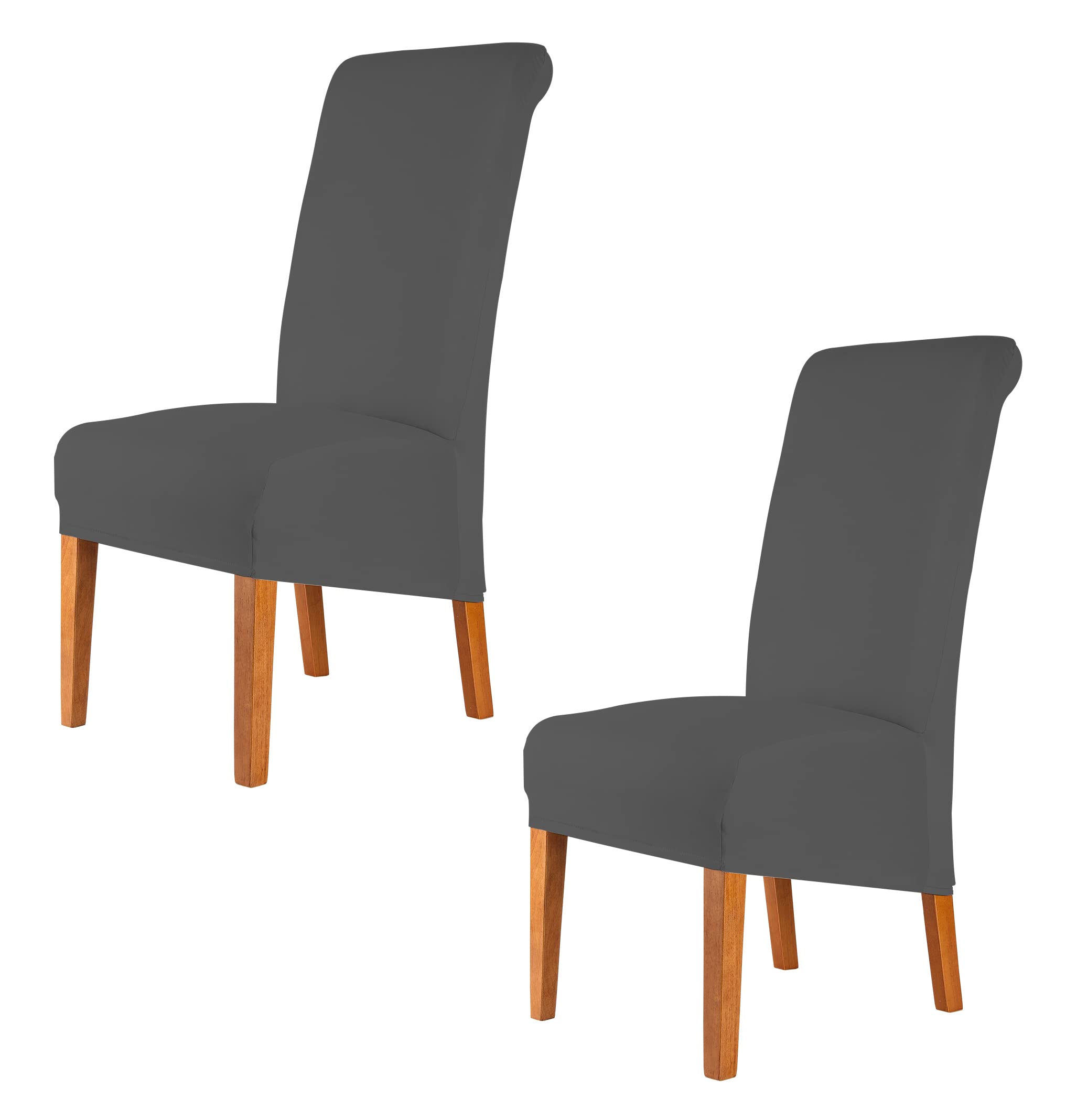 CMAKER High Back Chair Covers Stretch Spandex Fabric Chair Slipcover Seat Cover for Home Washable Removable Parsons Chair Protector Dining Room Kitchen Hotel,Set of 2,Dark Gray — image 1