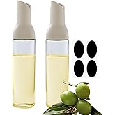 Oil Dispenser 17 Oz For Kitchen Cooking 2 Pack With Labels, Olive Oil Bottle Dispenser Auto Flip Non-Drip Oil Dispenser Bottle Wide Opening Easily Refill And Clean,Beige Glass Oil Dispenser 500ml