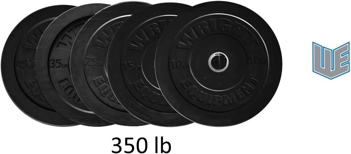 Wright Equipment 350lb Bumper Set - Black Olympic Rubber Bumper Plates Weight Set