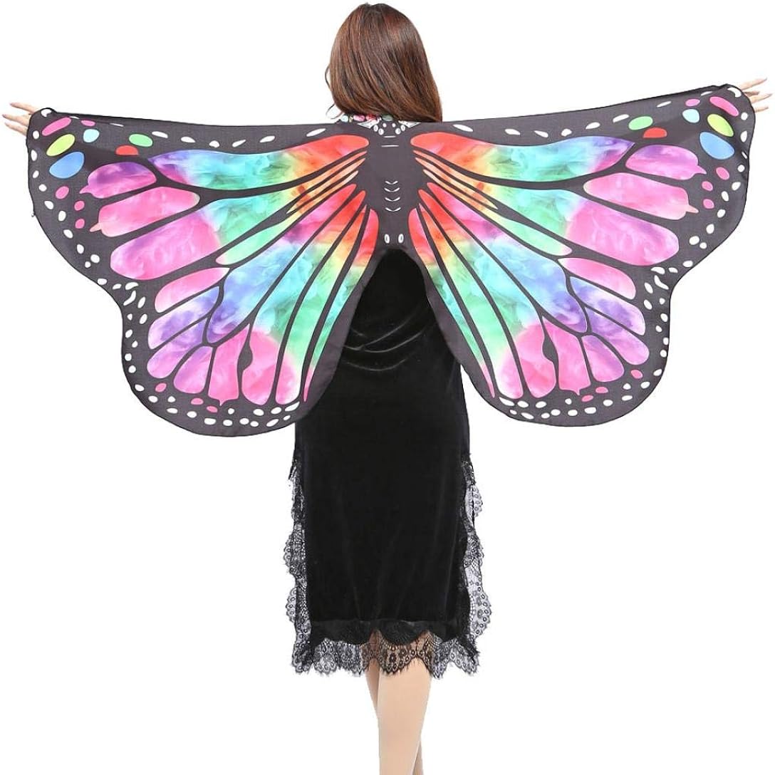 iDWZA Women Girl Butterfly Wings Shawl Scarves Pixie Cosplay Costume Accessory