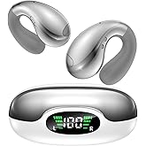 Boytond Ultra Open Ear Earbuds - Ergonomic Clip-On Earbuds, Bone Conduction Over-The-Ear Headphones with Waterproof Design and Secure Fit for Small Ears, Crystal Silver