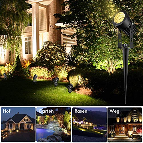 B-right Gartenbeleuchtung 2er Pack 3W LED Gartenstrahler mit 3M Kabel, Gartenleuchte mit Erdspieß, enthält keinen Stecker. (Zubehör, nur für die Upgrade 4 in 1 oder 6 in 1 Gartenleuchte geeignet) – Bild 7