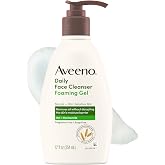 Aveeno Daily Foaming Gel Facial Cleanser, Fragrance Free, 12 fl. oz | Face Cleanser for Normal, Oily or Sensitive Skin, Prebiotic Oat Formula, No Added Sulfates, Parabens, Dyes &amp; Soap