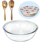 Ronanemon 6.5Quart Large Glass Bowl with Lid for Sourdough Bread Making, 12.3 Inch Clear Glass Salad Cooking Bowls for Kitchen Salad Bread Storage, For Prepping, Marinating & Brining Kimch