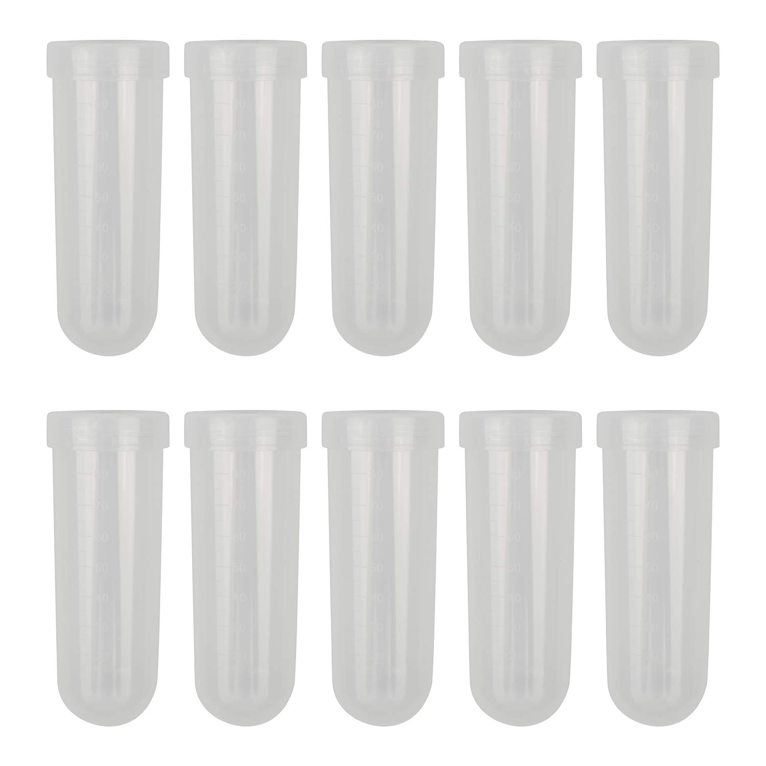Rowiz 10PCS 100ml Plastic Centrifuge Tubes with Round Bottom,Polypropylene Centrifuge Tube with Scale and Screw Cap, Plastic Tubes with Lids for Lab Sample Container