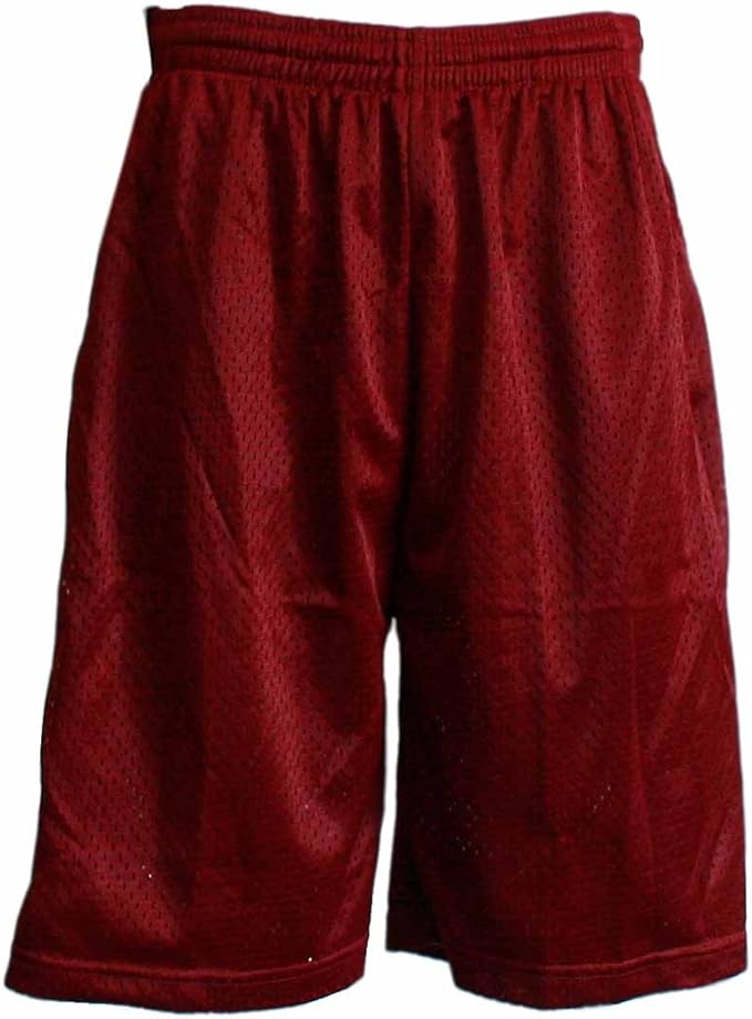 Men Burgundy Mesh Pocket Shorts Inner Drawstring Avail Size S5X at