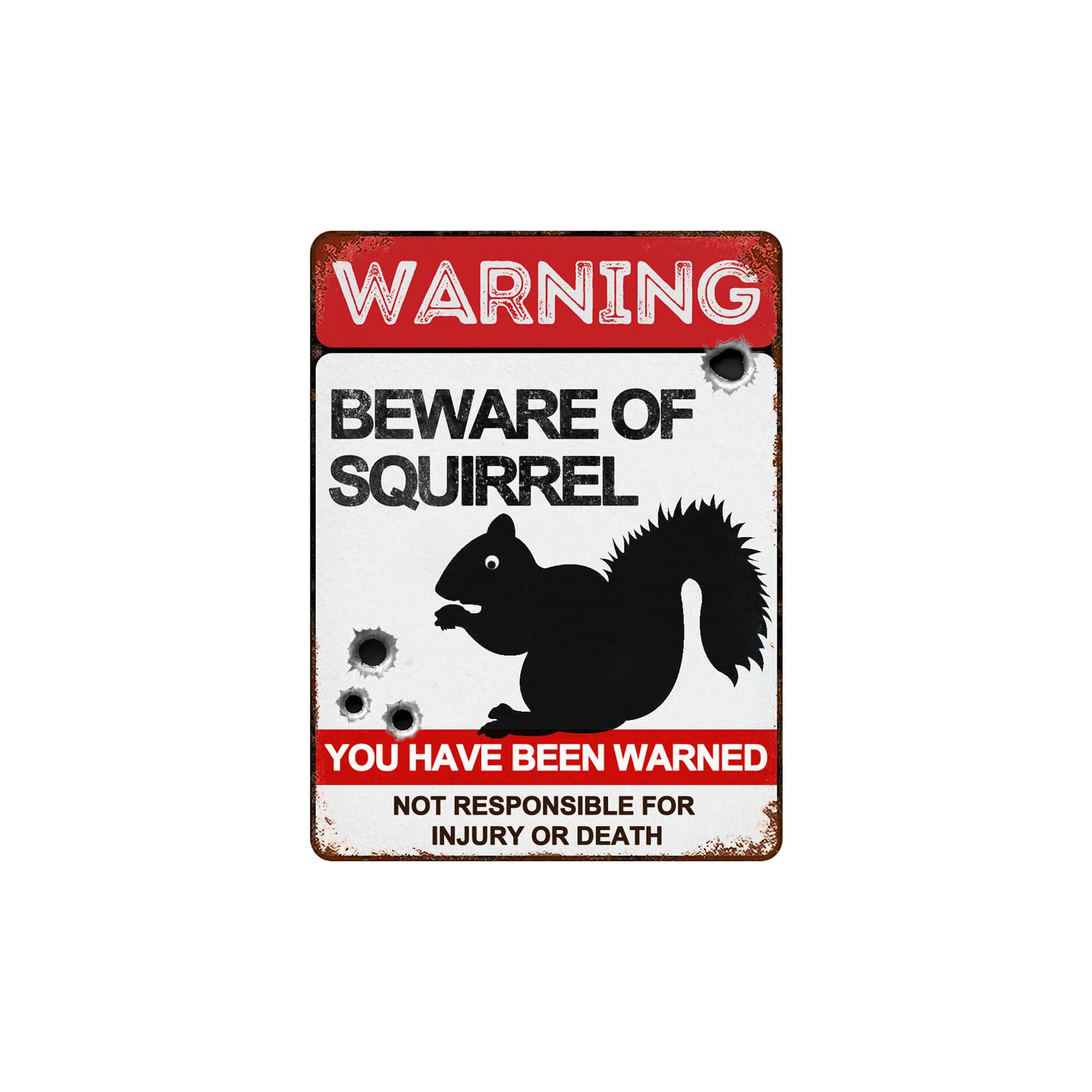 BAIWIFE Beware of Squirrel Signs 12"x16", Vintage Metal Warning Signs About Squirrel Activity Areas for Outdoor Fences Yards Forest Scenic Area