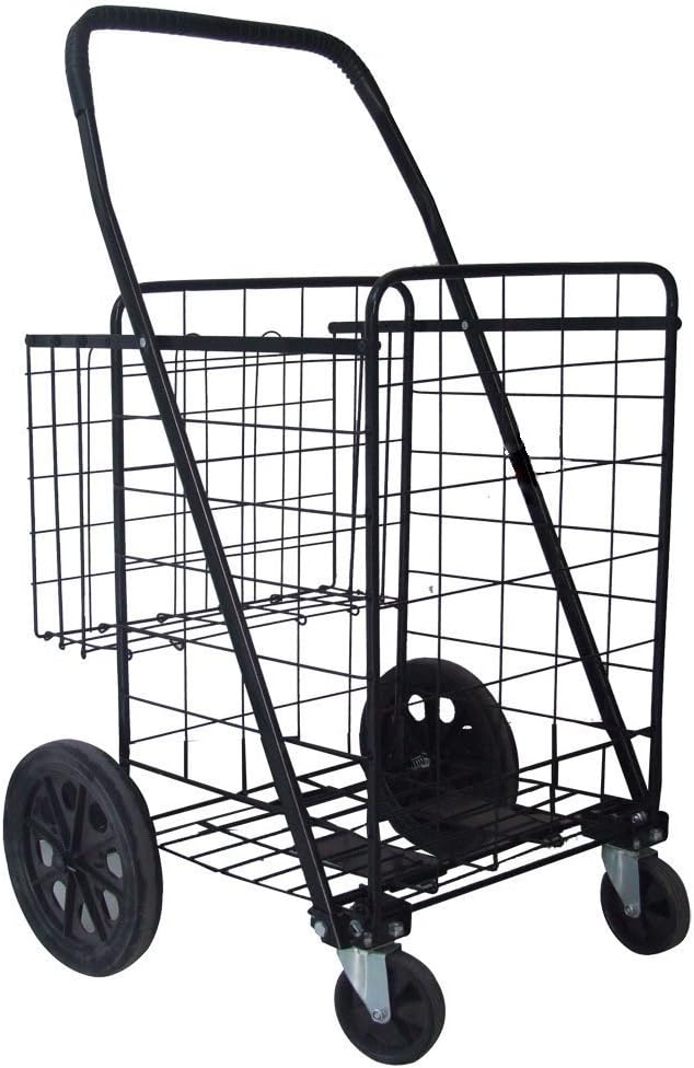 Heavy Duty Jumbo Folding Shopping Cart Metal Bolted Strong Caster