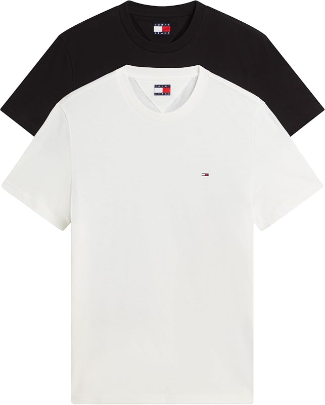 Tjm Xslim 2pack Jersey Tee Ext Dm0dm20687, Maglietta a Maniche Corte Uomo, Multicolore (Black/Ecru), L (Pacco da 2)