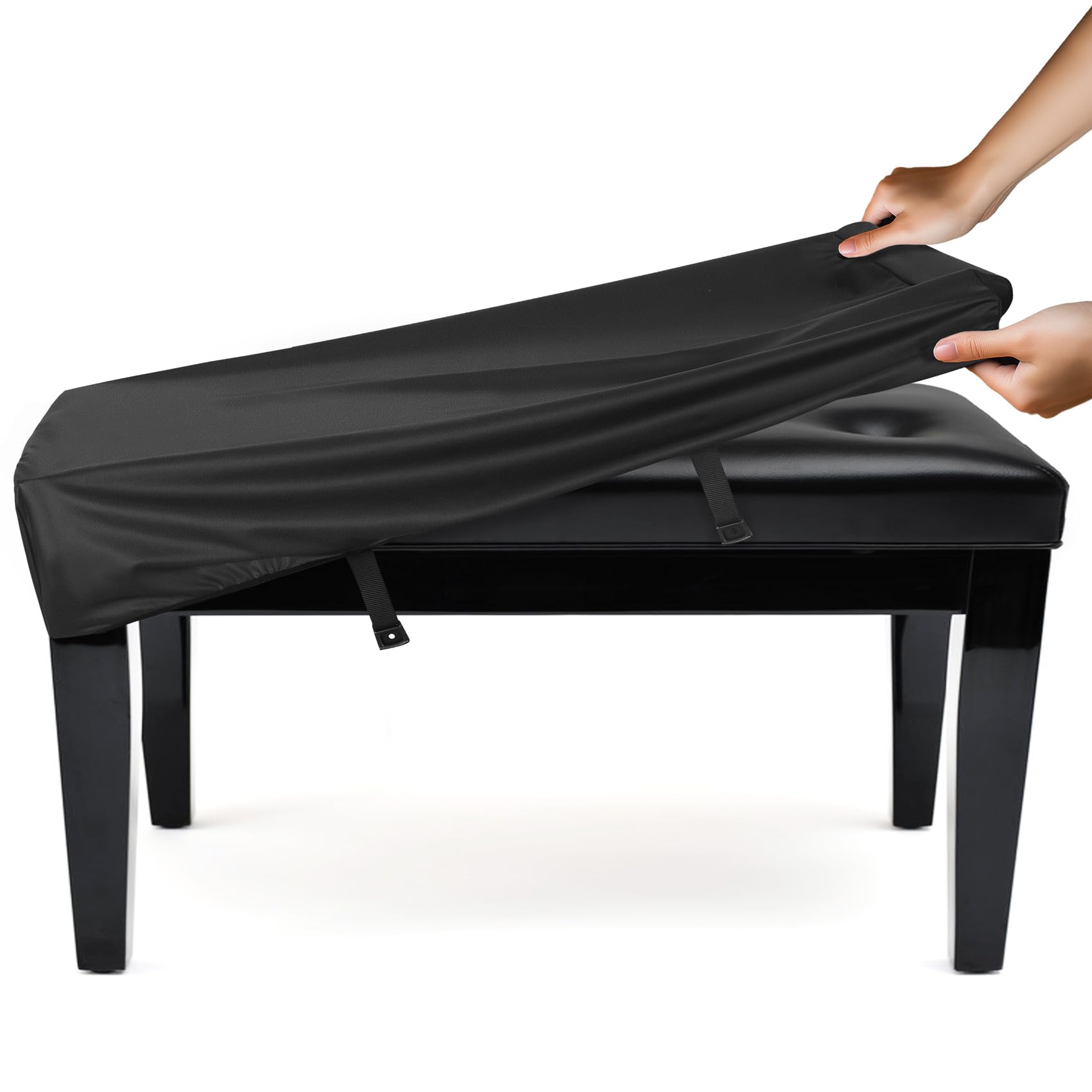 Photo 1 of Explore Land Waterproof Piano Bench Cover - Stretchy Leatherette Dust Slipcover for Piano Stool, Seat Cushion Protector(30.5" L x 14.5" W)