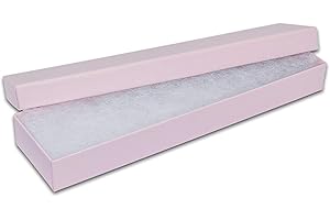 THEDISPLAYGUYS FOR YOUR MODERN LIVING TheDisplayGuys 25-Pack #82 Pink Cotton Filled Paper Jewelry Gift Boxes (8 1/16" x 2 1/4" x 1 3/8") for Necklaces, Bracelets, Watches & Pens Display Retail and Shipping