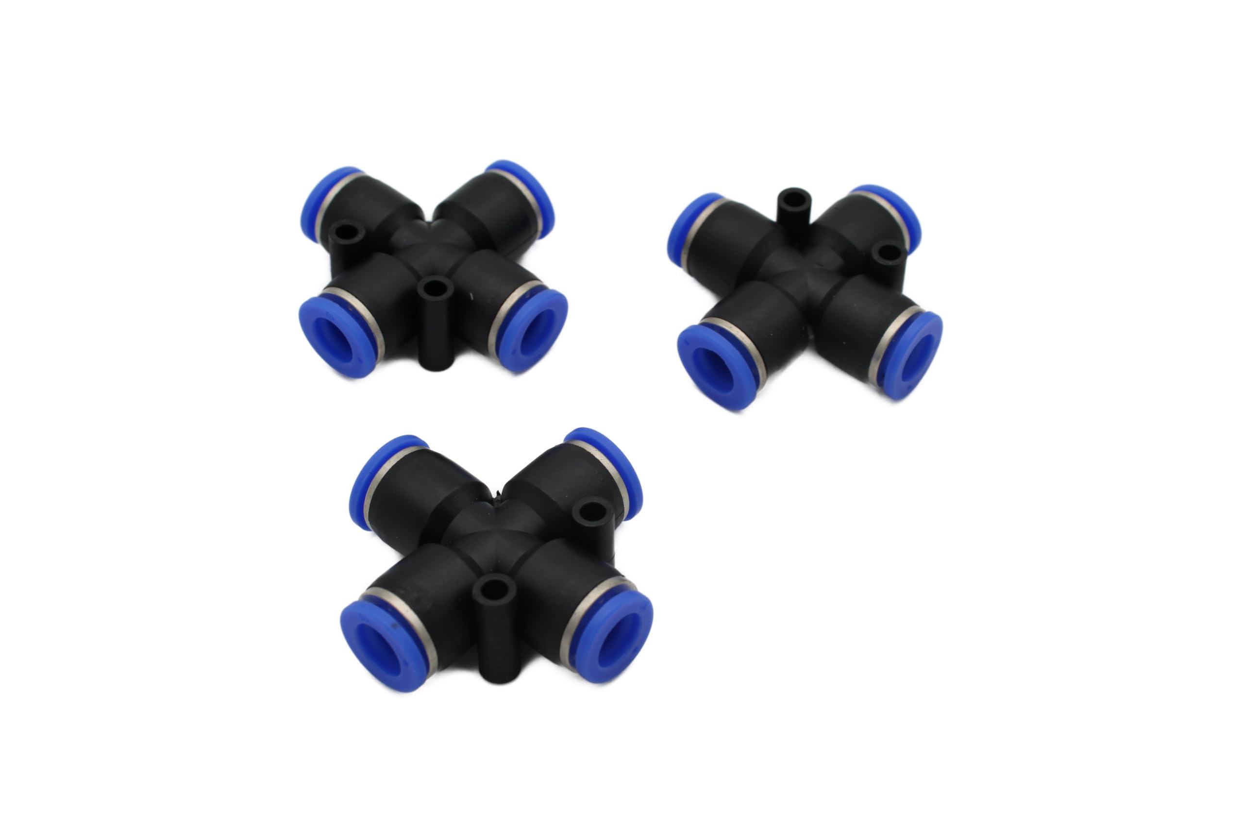 Cross Connector X-Hose Connector for Pneumatic Hose 10 mm, 4-Way Set of 3 IQS Pneumatic Connector (3, Cross Connector 4-Way - Diameter 10 mm) — image 1