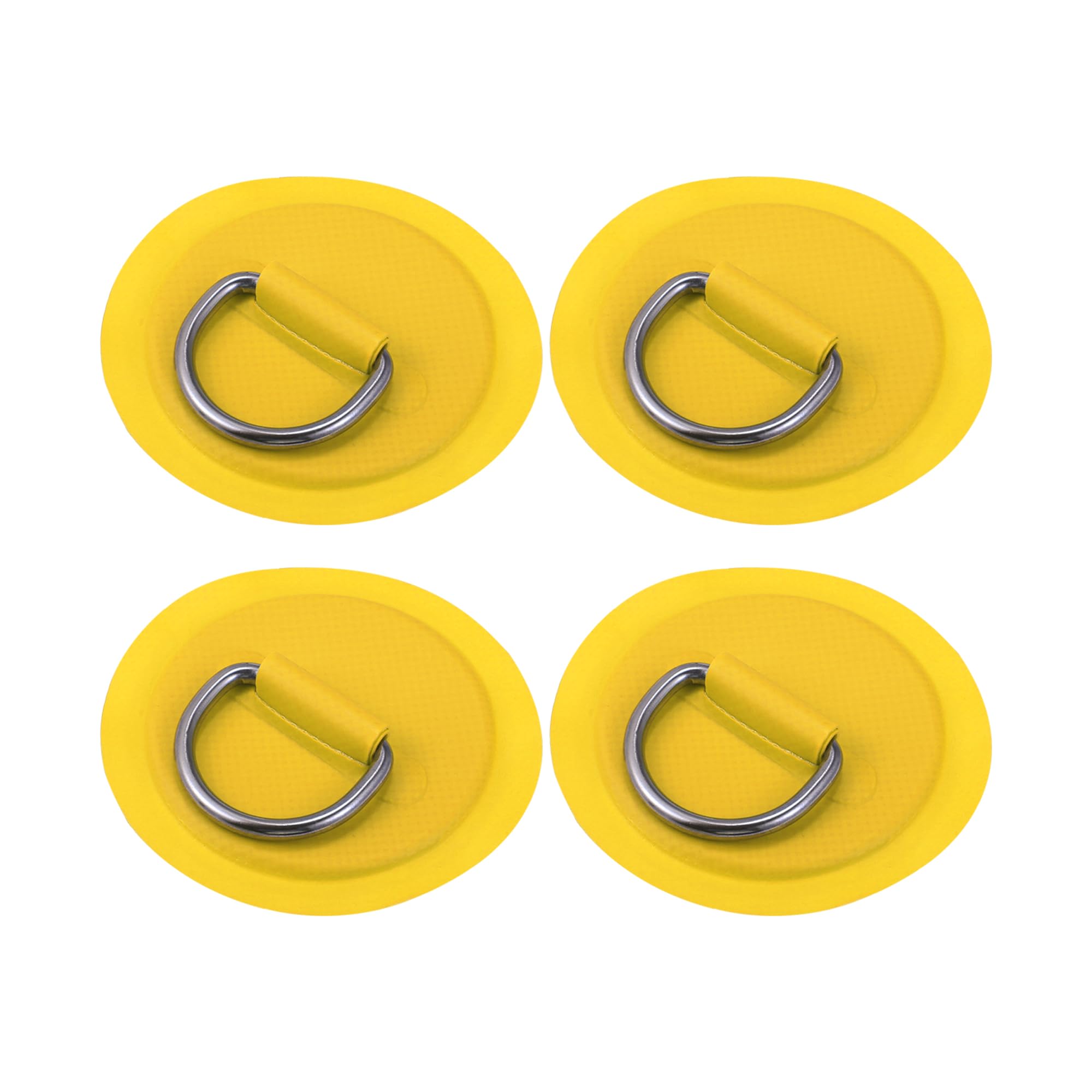 X AUTOHAUX 4pcs 11cm Yellow D Ring Patch Pad PVC Stainless Steel for Surfboard