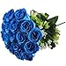 GTIDEA Silk Roses Artificial Flower Bouquet 18 Heads Bridal Home Garden Office Dining Table Wedding Decor Blue
