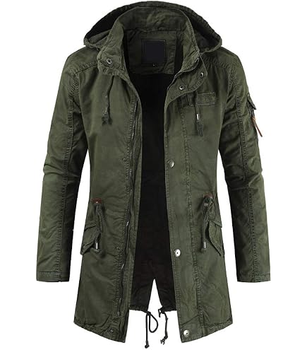 Amazon.com: MADEPANTS Men's Fishtail Hooded Parka Jacket M51