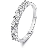 HYLYLEED Moissanite Half Eternity Wedding Bands for Women 18K White Gold Plated 925 Sterling Silver D Color VVS1 Clarity Faux Diamond Stackable Rings