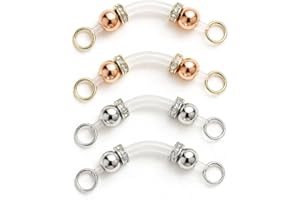 Cotinna 2 Pairs Non-Piercing Nipple Jewelry – Adjustable Silicone Rings with Silver & Gold Beads – Fake Nipple Piercing Look,