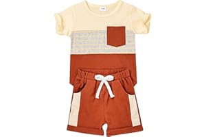 FOCUTEBB Toddler Boy Clothes Baby Boys Summer Outfits Patchwork Short Sleeve T-Shirt Shorts Set Summer Clothes Set 12M-4T