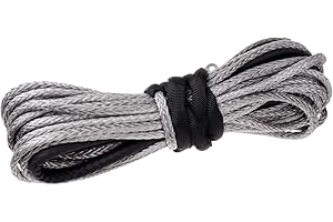 Astra Depot Winch Rope Synthetic Fiber Cable ATV UTV SUV KFI Recovery Replacement (50' x 3/16" 5400lbs, Gray)