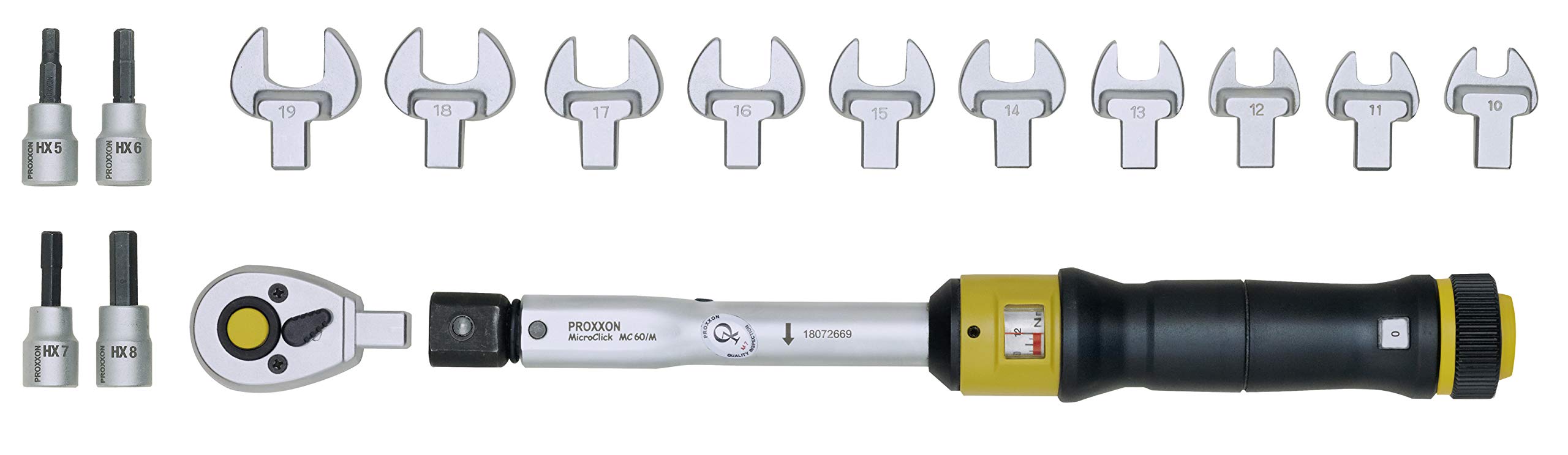 PROXXON 23341 MicroClick MC 60-Multi.(12-60 Nm, Open-end Wrench, Ratchet Head 3/8 inch, incl. Screwdriver Inserts)