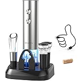 CIRCLE JOY Electric Wine Opener Stainless Steel Rechargeable Automatic Wine Bottle Opener Set 7-in-1 Wine Gifts for Wine Love