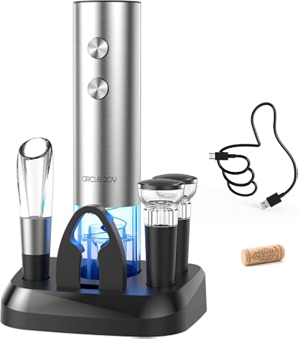 Abridor De Vino Itian Con Presión De Aire - Diseño Ergonómico, Acero Inoxidable, Negro