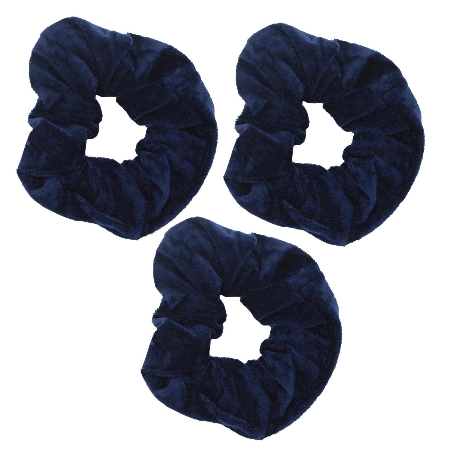 Topkids Accessories - Velvet Scrunchie Scrunchies Elastic Hair Band Ponytail Holders Hair Scrunchie Hair Bobbles Hair Accessories for Women, Ladies, Girls - Pack of 3 (Navy Blue)