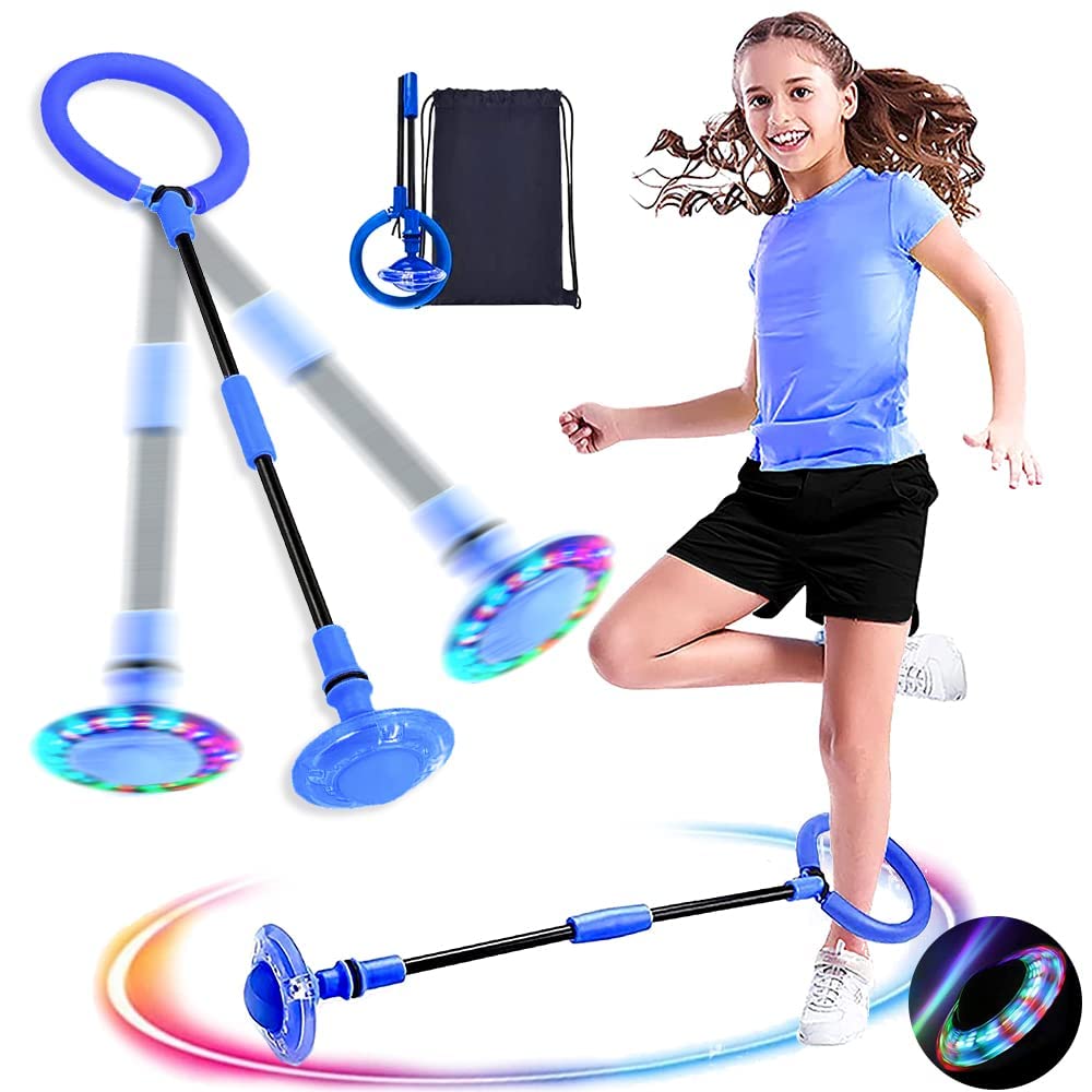 MEISHANG Swing Wheel with Light Wheel, Children's Flashing Jump Ring, Flashing Jump Ring, Foot Gyro, Jumping Ball, Foldable Flash Jumping Ball