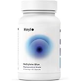 Heylo Methylene Blue Capsules - Pharmaceutical USP Grade Quality | Third Party Tested | Boosts Memory, Focus, Clarity, Energy | Supports Cellular & Mitochondrial Function, Made in USA, 30mg