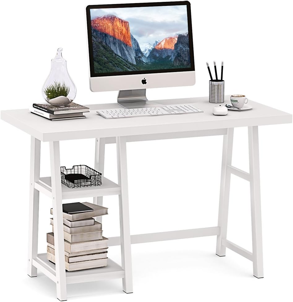 Tribesigns Computer Desk, 47" Trestle Computer Table with Heavy Duty