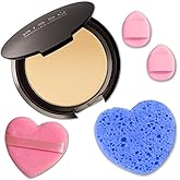 Beetbul Makeup & Exfoliation Kit - Bissú Compact Powder + 1 Medium Velvet Puff + 2 Finger Puffs + 1 Facial Exfoliating Sponge (06 Natural Beige, One Size)
