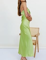 Realtix Satin Silk Backless Tube Tops Maxi Dress