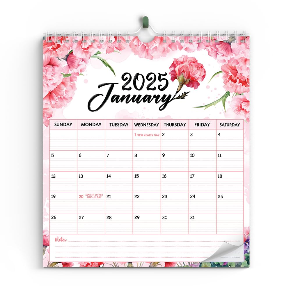 Photo 1 of 2025 Wall Calendar - Jan 2025 - Dec 2025, Birth Month Flowers Calendar 2025, Dates Notes To-do List Organizing, Your Home School Or Decor