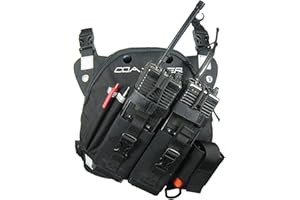 Coaxsher Radio Chest Harness Rig for 2 Way Radio, GPS and Hand Held Electronics | Ideal for Tactical Search and Rescue, Ski Patrol, Military and Emergency Response Personnel (Black, DR-1 Commander)