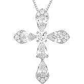 STARCHENIE Sterling Silver Cross Necklace for Women Crucifix Pendant with Birthstone Dainty Religious Jewelry Gift for Her, 18 Inch Chain