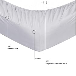 BLC KM King Bed Sheets Light Grey, Brushed