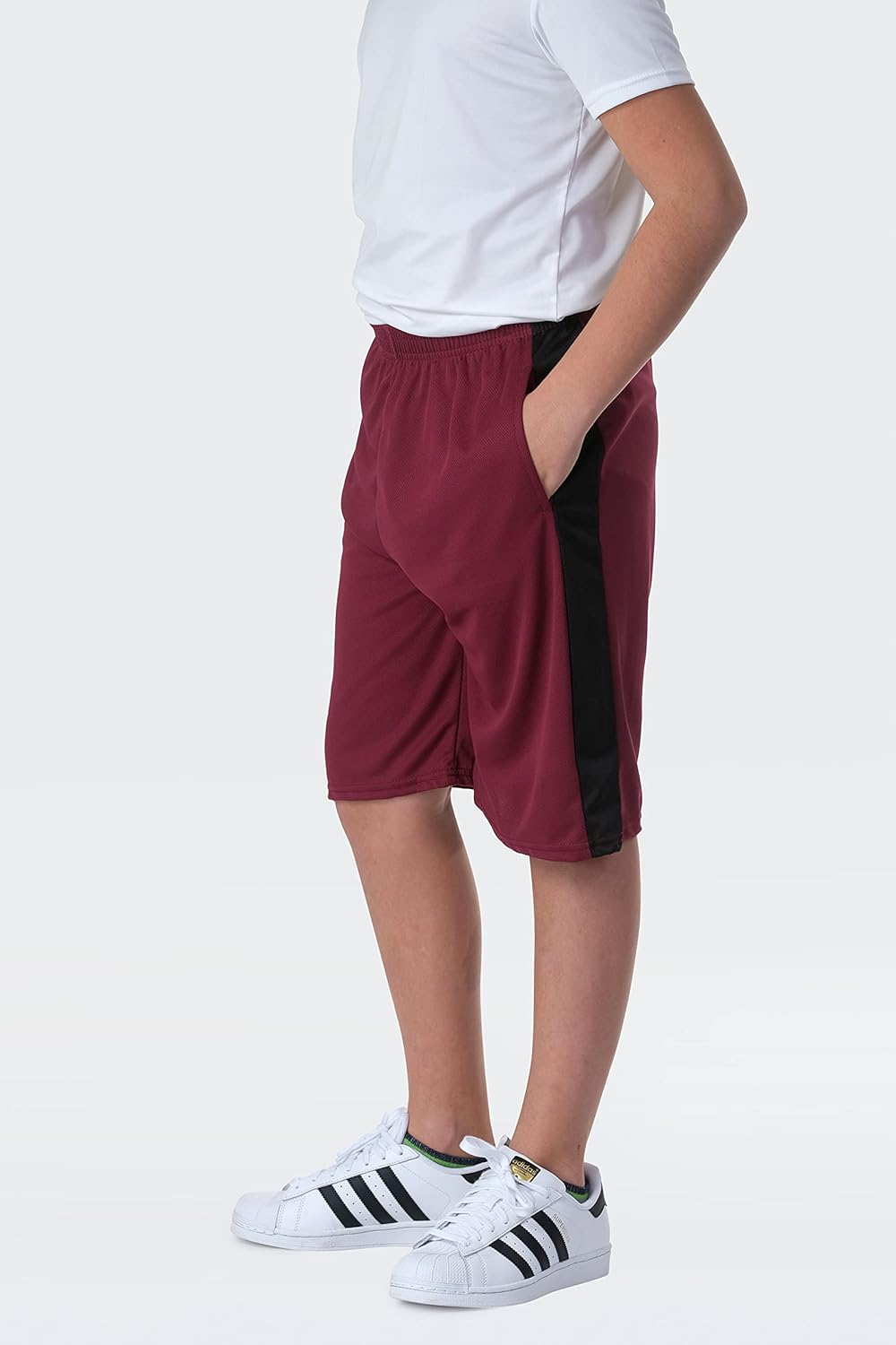 Real Essentials Boys' 5-Pack Mesh Active Athletic Performance Basketball Shorts with Pockets: Clothing