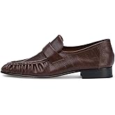 SUIARA Loafers for Women Flat Shoes Chunky Heel Penny Loafers Round Toe Slip on Comfortable Dressy Shoes Formal Work Flats