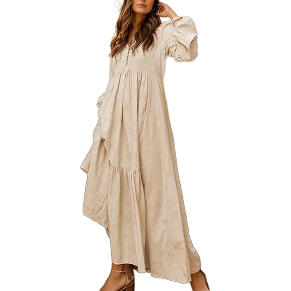 Women's Shirt Dress Lapel Neck Long Sleeve Pleated Tiered Dress Solid Color Loose Fit Flowy Maxi Dresses at Amazon Women's Clothing store Women's Shirt Dress Lapel Neck Long Sleeve Pleated Tiered Dress Solid Color Loose Fit Flowy Maxi Dresses at Amazon Women's Clothing store