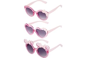 obmwang 3 Pairs Cute Kids Sunglasses Multiple Shaped Glasse for Toddler Girls Age 3-12 Outdoor Beach Eyewear, UV400 Protection