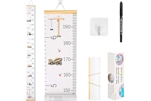 Smlper Growth Chart for Kids,Child Height Chart Ruler for Wall,Wood Frame Fabric Canvas Height Measurement Ruler for Kids Nursery Room,Removable Wall Decor 79"x7.9"