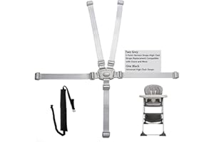 Jekarsy High Chair Straps Set: Two Pack 5 Point High Chair Straps Replacement Compatible with Graco and Most, One Black Universal High Chair Straps, Adjustable Sturdy Safety Strap Belt