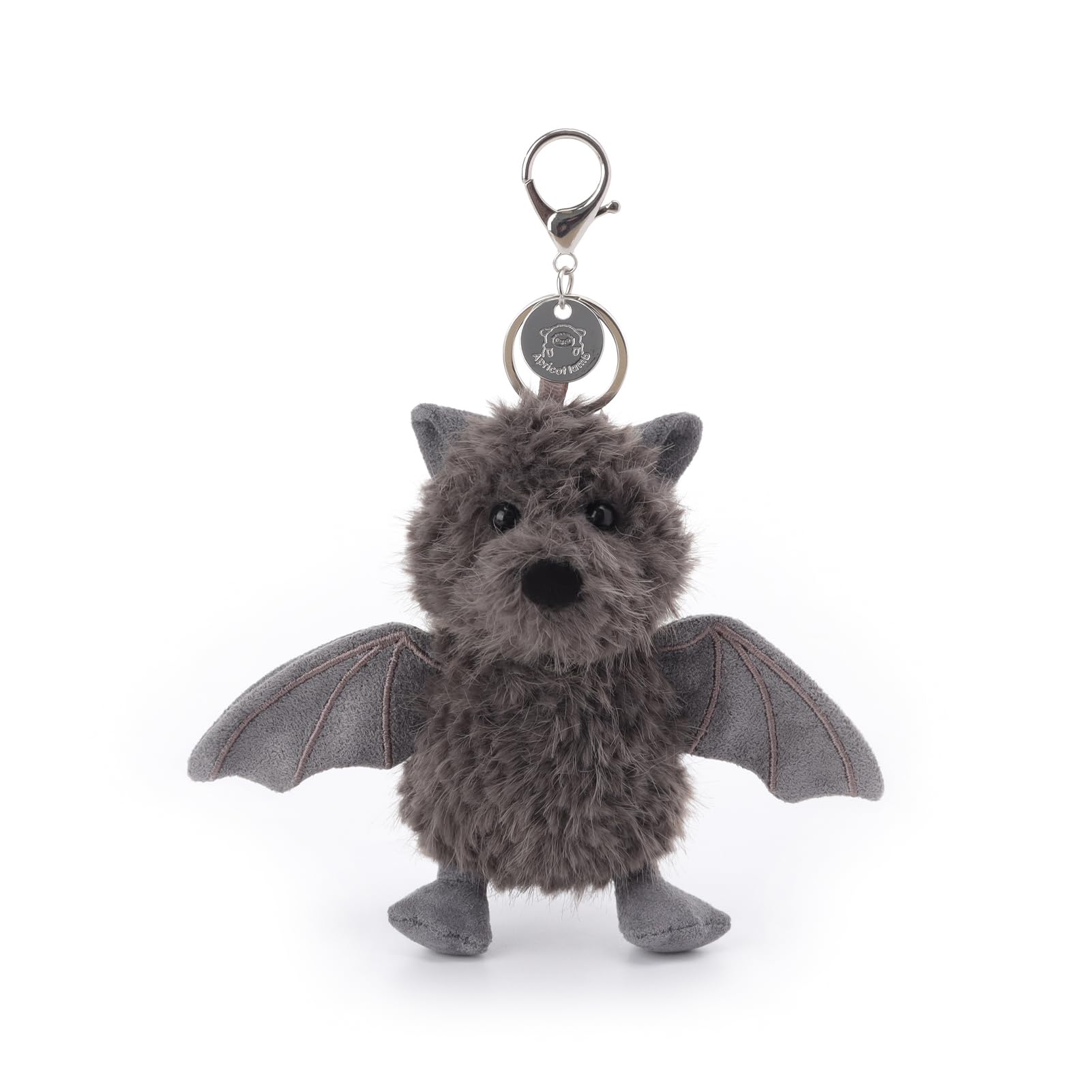 Apricot Lamb Mysterious Bat Stuffed Plush Keychain, Soft Plushies Cute Keychain Toys for Kids' Bag, Backpack, Purse, Grey 4.5 Inches