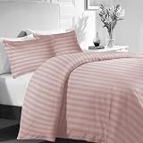 MOONLIGHT20015 King Size Duvet Cover Set Reversible Stripes Satin Bedding Peach view 2